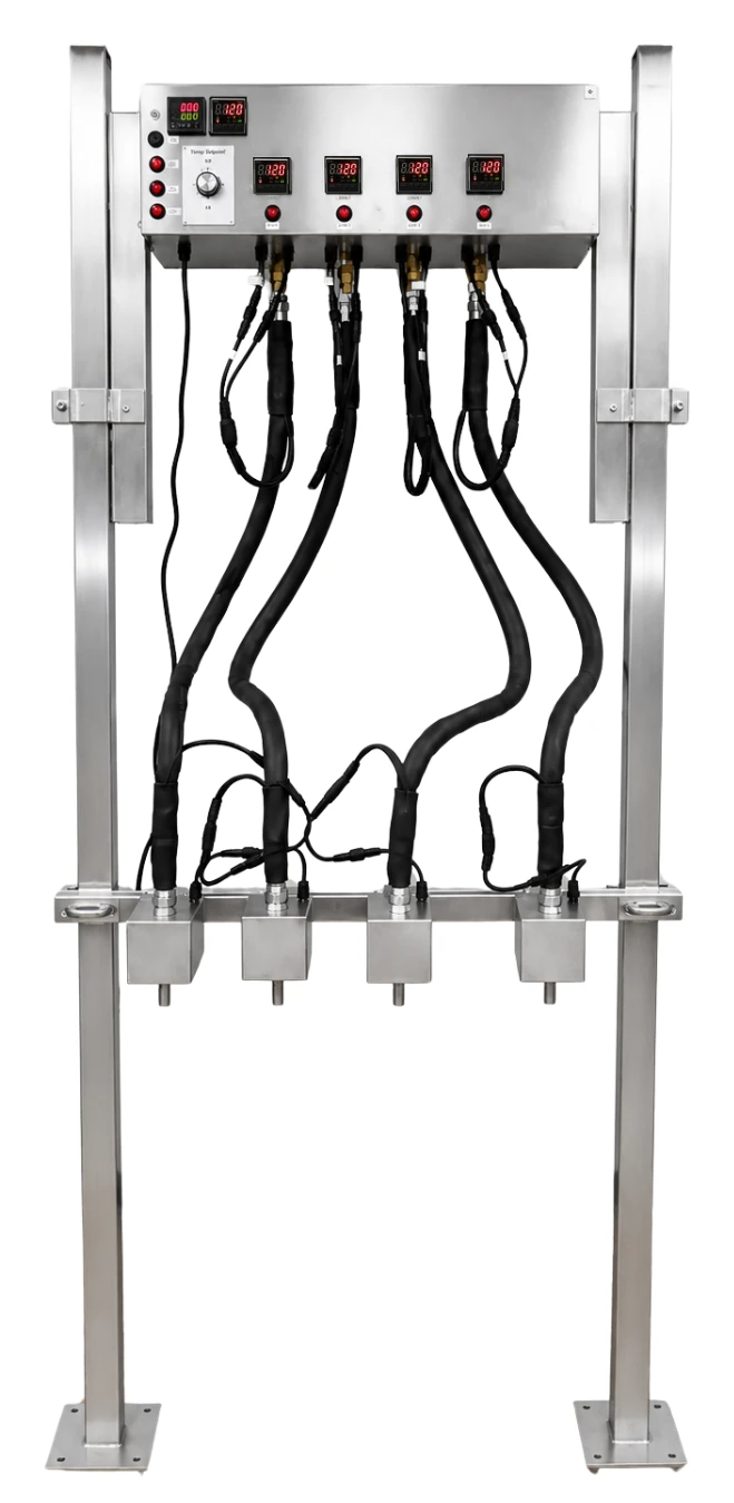 QUATTRO 4-Head Automated Heated Wax Filling System, stainless steel equipment
