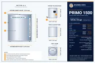 PRIMO 1500 Industrial Melter dimension drawing: outside 40 x 40 x 46 in (1,016 x 1,016 x 1,168 mm), L x W x H; inner tank 38 in diameter x 44 in deep (965 x 1,118 mm). Section, front, side and top views.