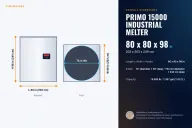 PRIMO 15000 Industrial Melter dimensions: 80 x 80 x 98 in (203 x 203 x 249 cm), L x W x H