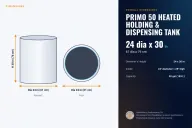 PRIMO 50 Heated Holding & Dispensing Tank dimensions: 24 in dia x 30 in H (61 x 76 cm), Dia x H