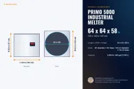 PRIMO 5000 Industrial Melter dimensions: 64 x 64 x 58 in (163 x 163 x 147 cm), L x W x H