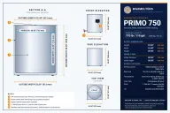 PRIMO 750 Industrial Melter dimension drawing: outside 32 x 32 x 38 in (813 x 813 x 965 mm), L x W x H; inner tank 30 in diameter x 36 in deep (762 x 914 mm). Section, front, side and top views.