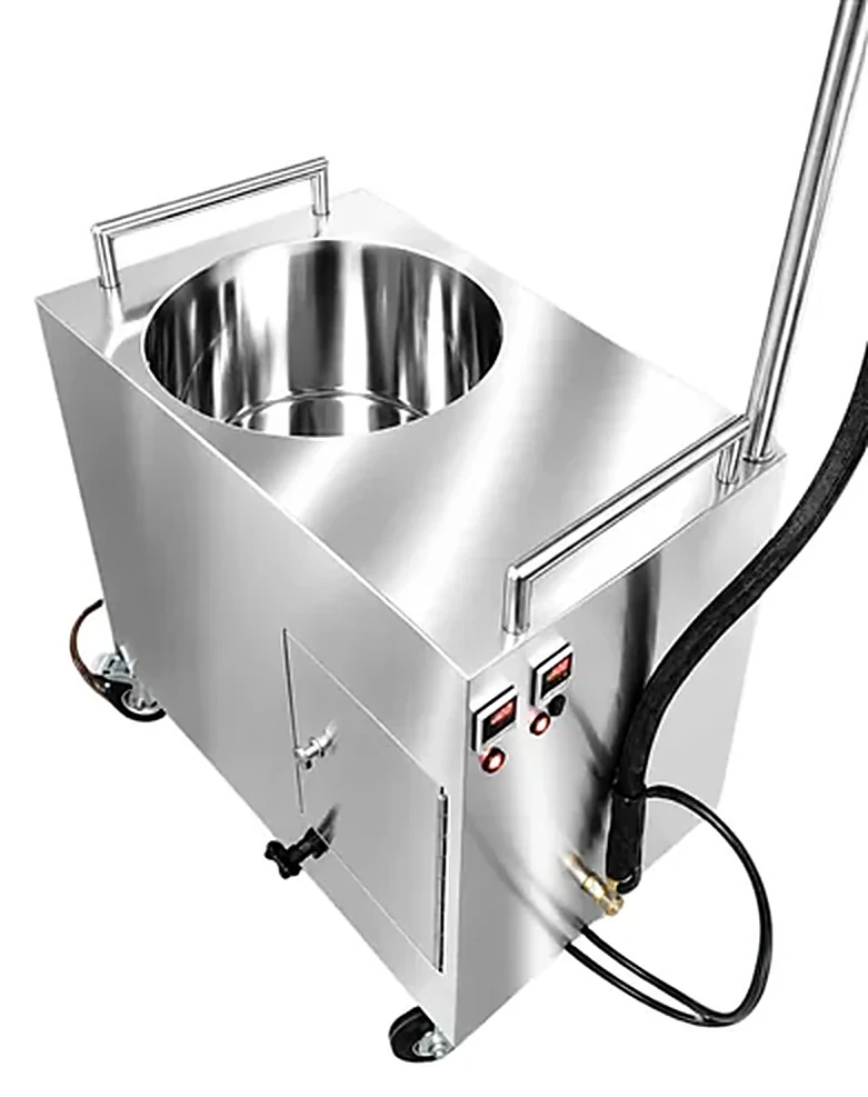 WaxMelters Pour X-Press 3000 enclosed melt and fill cart with stainless tank, control panel and heated pour hose
