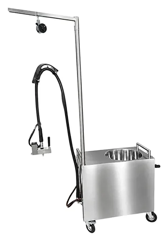 WaxMelters Pour X-Press 3000 melt and fill cart with overhead boom and heated pour hose