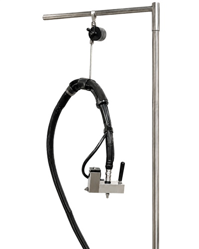 Boom swivel hose balancer with hammock upgrade