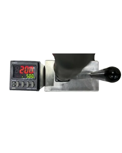 WaxMelters Pour X-Press 3000 digital temperature controller and pour valve close up